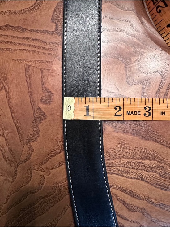 Cole Haan Black Leather Belt, Solid Brass Buckle, Made in Italy, Blokecore - Picture 7 of 9